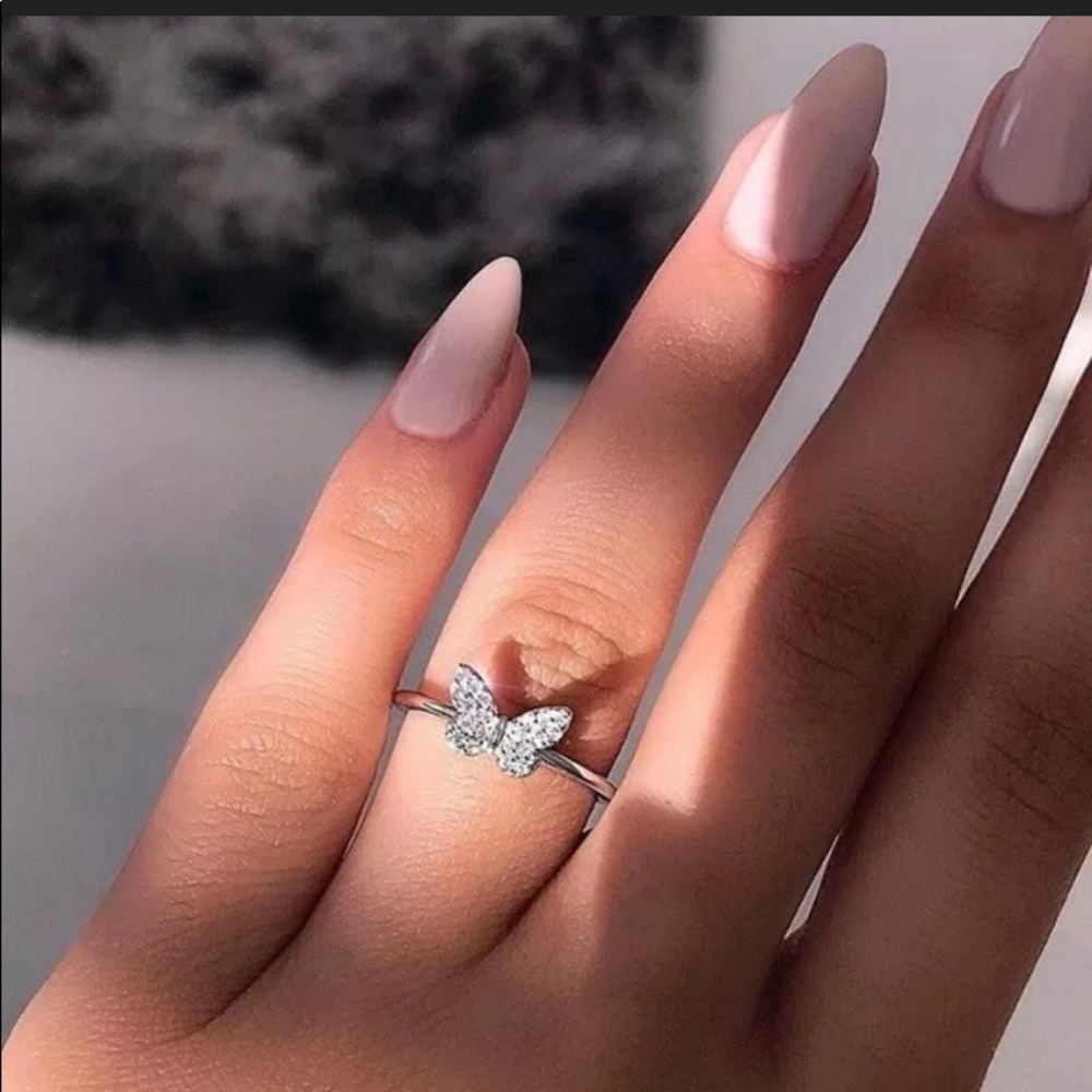 .925 Sterling Silver Topaz Butterfly Ring size 8 - Picture 3 of 6